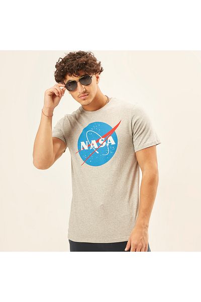SP Characters NASA Print Crew Neck Slim Fit T-shirt with Short Sleeves