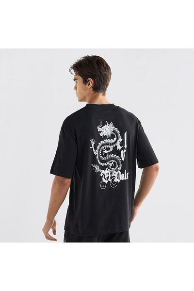 FAV Dragon Print T-shirt with Crew Neck and Short Sleeves