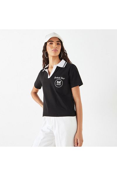 SP Characters Embroidered Polo T-shirt with Short Sleeves