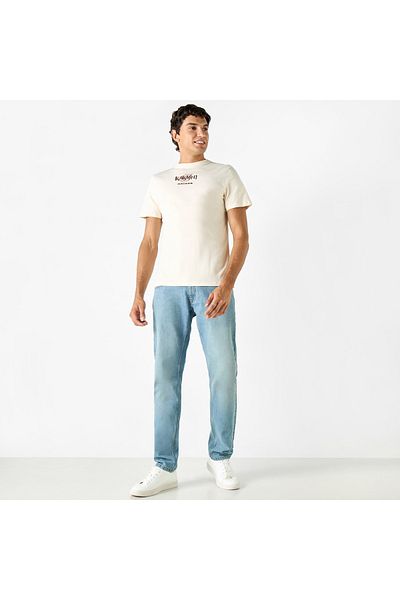 SP Characters Kakashi Hatake Print T-shirt with Crew Neck and Short Sleeves
