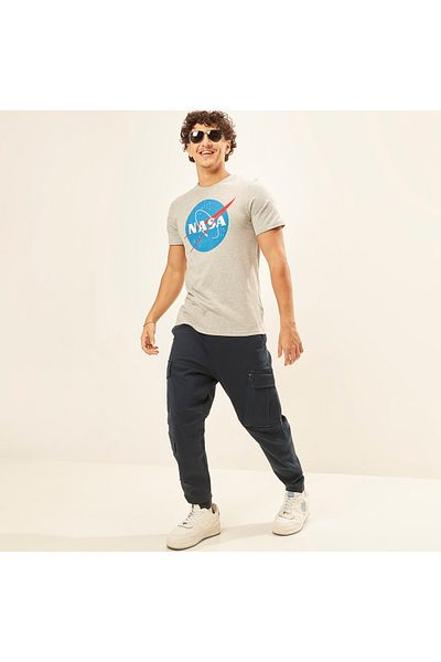 SP Characters NASA Print Crew Neck Slim Fit T-shirt with Short Sleeves