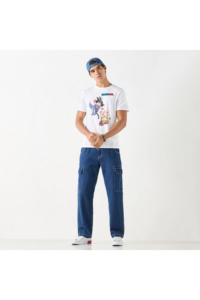SP Characters Dragon Ball Z Print Crew Neck T-shirt with Short Sleeves