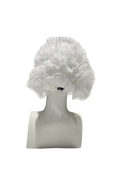 Armine Krem Kaymaz Silikon Bantlı Süslü Topuzlu Fit Bone