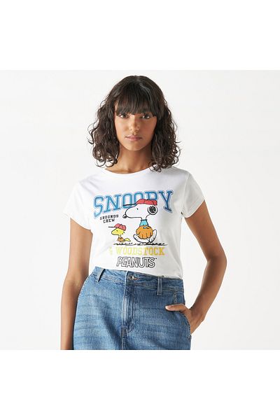 SP Characters Snoopy Dog Print T-shirt with Short Sleeves