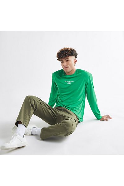 FAV Typography Print Crew Neck T-shirt with Long Sleeves