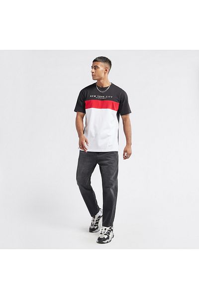 FAV Colourblock T-shirt with Crew Neck and Short Sleeves