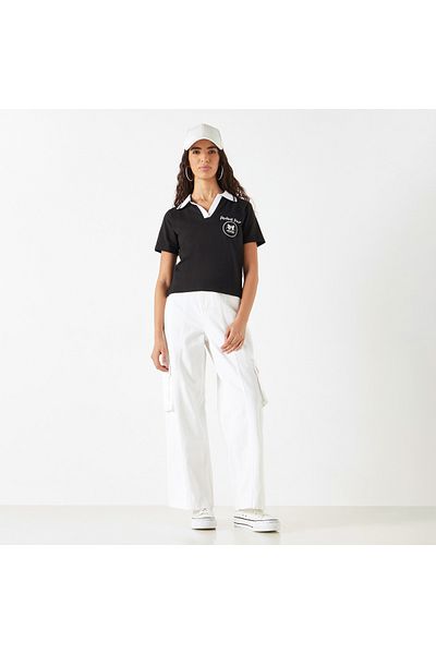 SP Characters Embroidered Polo T-shirt with Short Sleeves