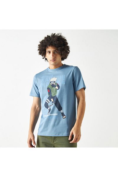 SP Characters Naruto Print Crew Neck T-shirt with Short Sleeves