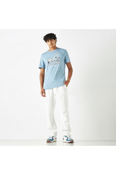 SP Characters Peanuts Print Crew Neck T-shirt with Short Sleeves