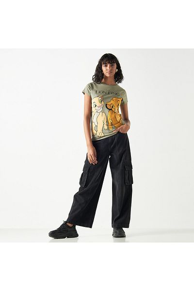 SP Characters The Lion King Print Crew Neck T-shirt with Short Sleeves