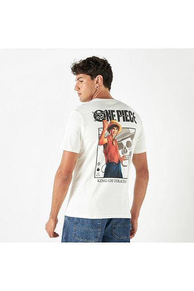 SP Characters One Piece Graphic Print Crew Neck T-shirt with Short Sleeves