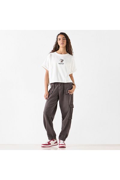 SP Characters Snoopy Dog Detail Crew Neck T-shirt with Short Sleeves