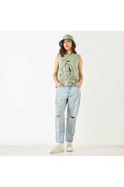 SP Characters Donald Duck Print Sleeveless T-shirt With Crew Neck