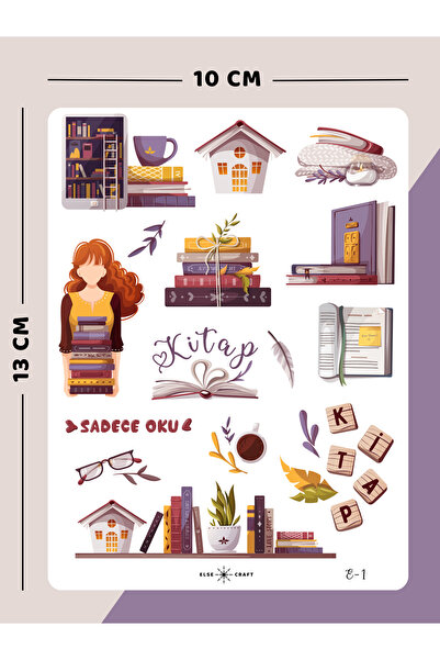 Else Craft Ders Çalışan Kız Motivasyon Temalı Sticker - E-1 - Ajanda Planlayı...