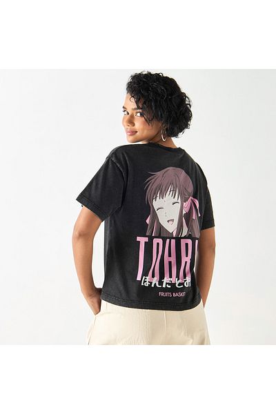 SP Characters Tohru Print Crew Neck T-shirt with Short Sleeves