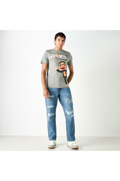 SP Characters Paul Frank Print Crew Neck T-shirt with Short Sleeves
