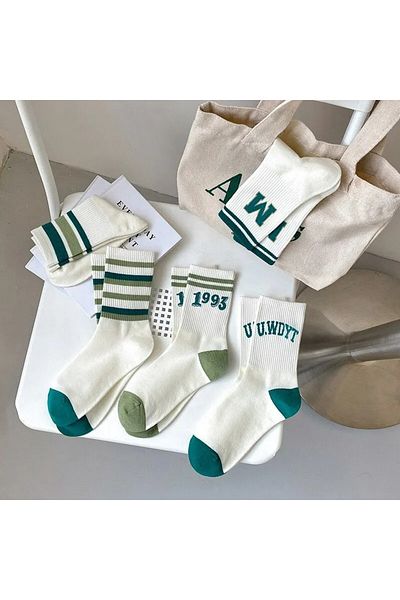 çorapmanya 5 чифта многоцветни сладки колежански тенис чорапи с шарки от 1903 г.