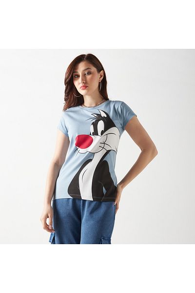 SP Characters Sylvester Print T-shirt with Short Sleeves