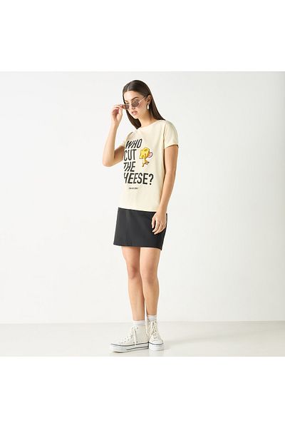 SP Characters Jerry Print T-shirt with Crew Neck and Short Sleeves