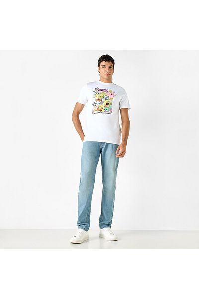 SP Characters SpongeBob Print T-shirt with Crew Neck and Short Sleeves