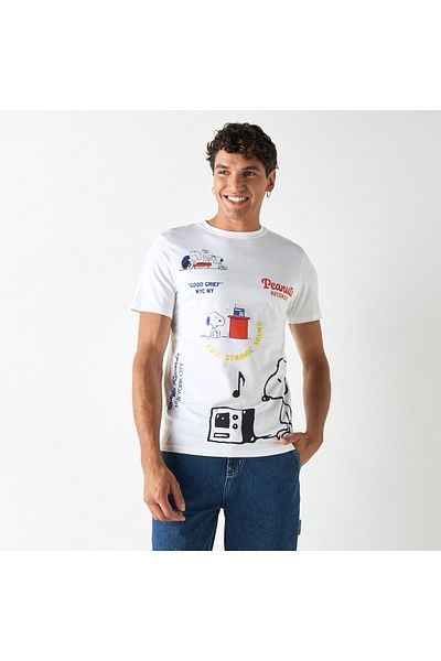 SP Characters Peanuts Print T-shirt with Crew Neck and Short Sleeves