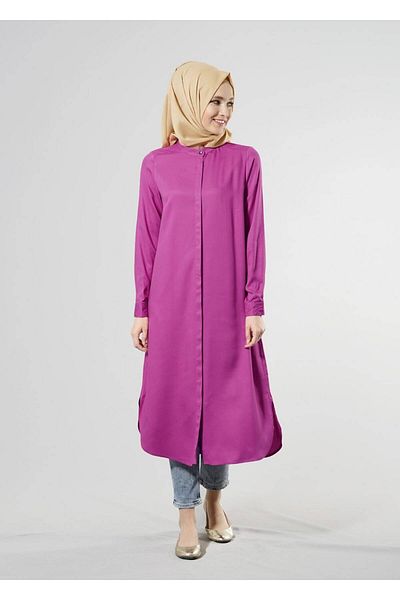 TRENDTESETTÜR Women's Fuchsia t 50507 Allday Hidden Button Prevailing Neckline Tunic