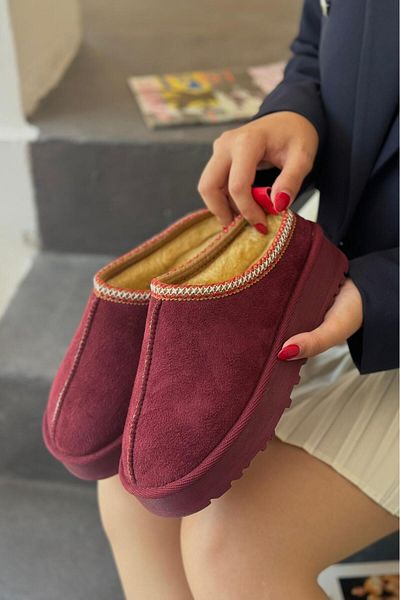 İncimoda Suede Thick Sole Women's Boots with Fur Detail