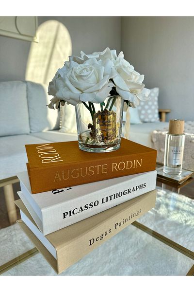 irayhomedecor Σετ διακοσμητικό κουτί βιβλίων 3 τεμαχίων με επένδυση από ύφασμα (Degas-rodin-picossa)