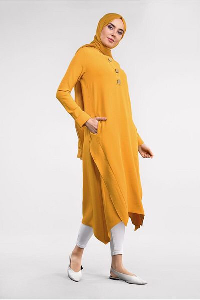 TRENDTESETTÜR Asymmetrical Cut Cotton Tunic 3822