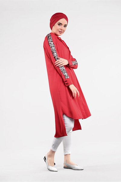 TRENDTESETTÜR Women's Coral Sleeve Sequined Tunic 5032