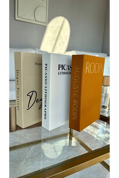 irayhomedecor Σετ διακοσμητικό κουτί βιβλίων 3 τεμαχίων με επένδυση από ύφασμα (Degas-rodin-picossa)