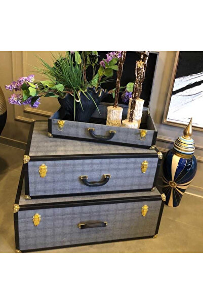 MIARIK DESIGN & DEKORASYON Dekoratif Ev Aksesuarı 3 Lü Deri Dekoratif Sandık ...