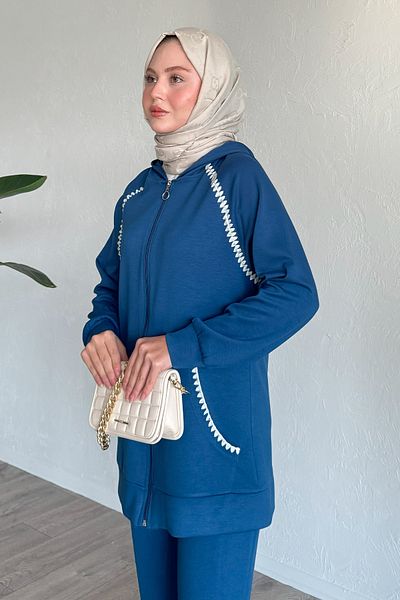 InStyle مجموعة من قطعتين باللون الأزرق من Shepherd Stitch مع سحاب