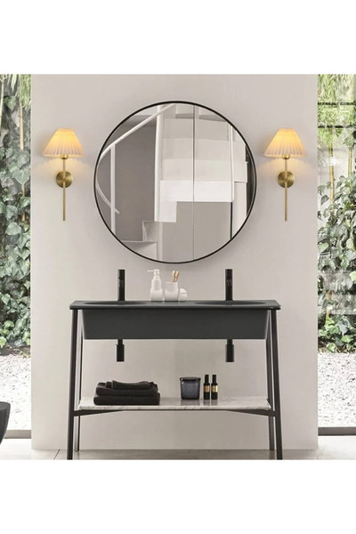 burenze Modern Tasarım 1 Adet Kablosuz Pilli Aplik Tak Çalıştır Krem Abajur Umbrella Aplik Eskitme Gold Sarı
