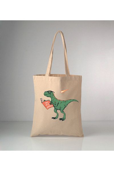 GİFTORA Our Animals Dinosaur Printed Raw Cloth Shoulder Bag 35X40 cm
