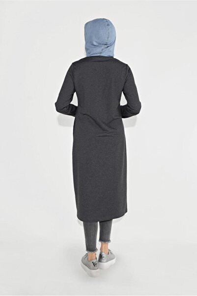 TRENDTESETTÜR Gray Anthracite Hooded Zippered Women's Jacket - 0729