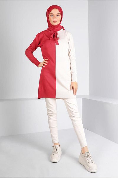 Alvina TIE-DETAILED TWO COLOR TRICOT TUNIC 43167