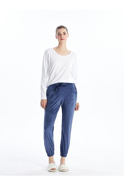 LC Waikiki Lcwk elastický pás, pevné zamatové dámske spodné pyžamo Jogger