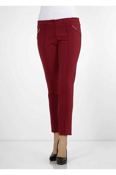 TRENDTESETTÜR Women's Claret Red Skinny Leg Trousers 3167