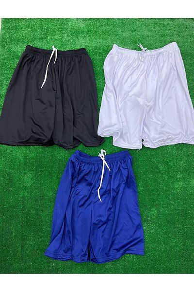 JANJON STAR Set of 3 Dark Blue White and Black Color Standard Size Soccer Astroturf Court Shorts