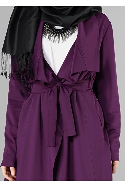 TRENDTESETTÜR Γυναικείο μωβ μπουφάν με ζώνη 6130