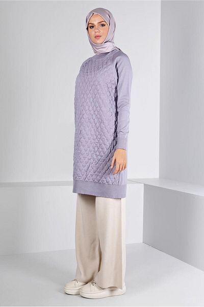 Alvina 43161 Model Quilted Patterned Knitwear Tunic