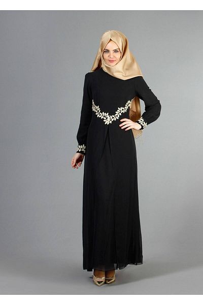 TRENDTESETTÜR T 52419 Fy Collection-Δαντελένιο Λεπτομερές βραδινό φόρεμα σιφόν