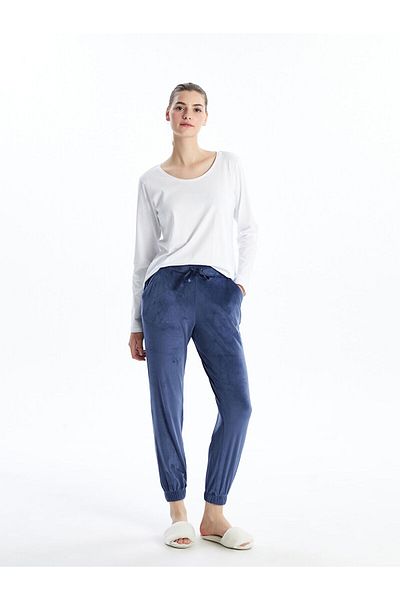 LC Waikiki Lcwk elastický pás, pevné zamatové dámske spodné pyžamo Jogger