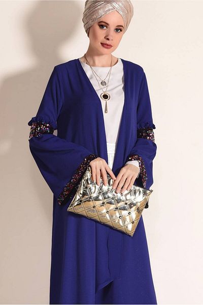 TRENDTESETTÜR Γυναικείο μπουφάν με κέντημα με παγιέτες Navy Blue (SAKS) 0068