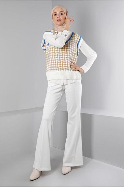 Alvina SCRATCH PATTERNED KNIT SUEVETER 43144
