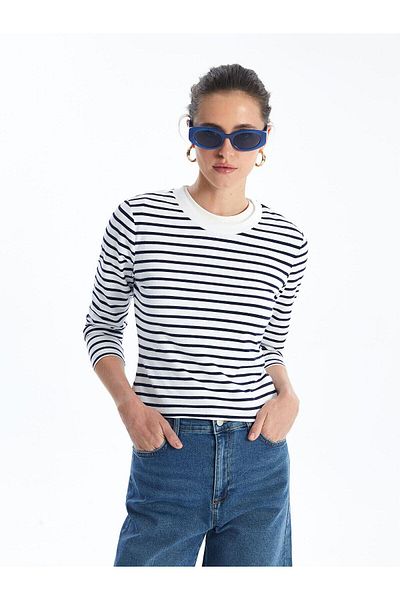 LC Waikiki Lcw Vision Striped Crew Neck Striped Long Sleeve Women's Body