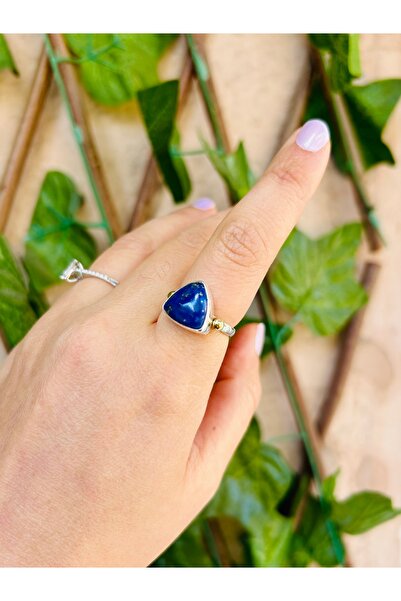 Luna Lapis Lazuli Doğal Taşlı Gümüş Yüzük