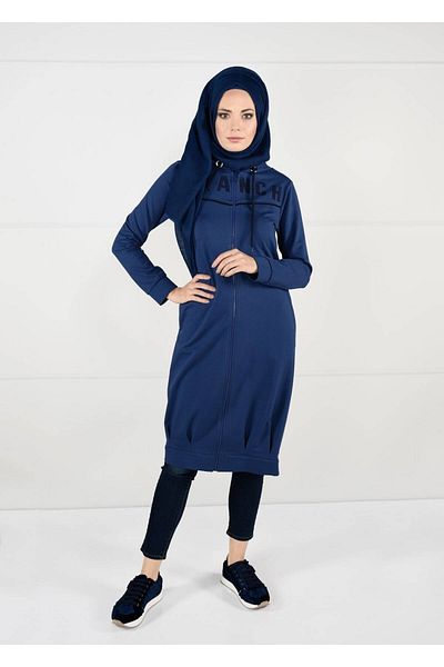 TRENDTESETTÜR Γυναικείο Αθλητικό Μπουφάν Navy Blue (INDIGO) με κουκούλα 7051
