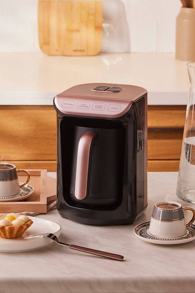 Karaca Hatir Emberde Turkish Coffee and Turkish Coffee Machine Roseberry 5 Cup Capacity with Plenty of Foam